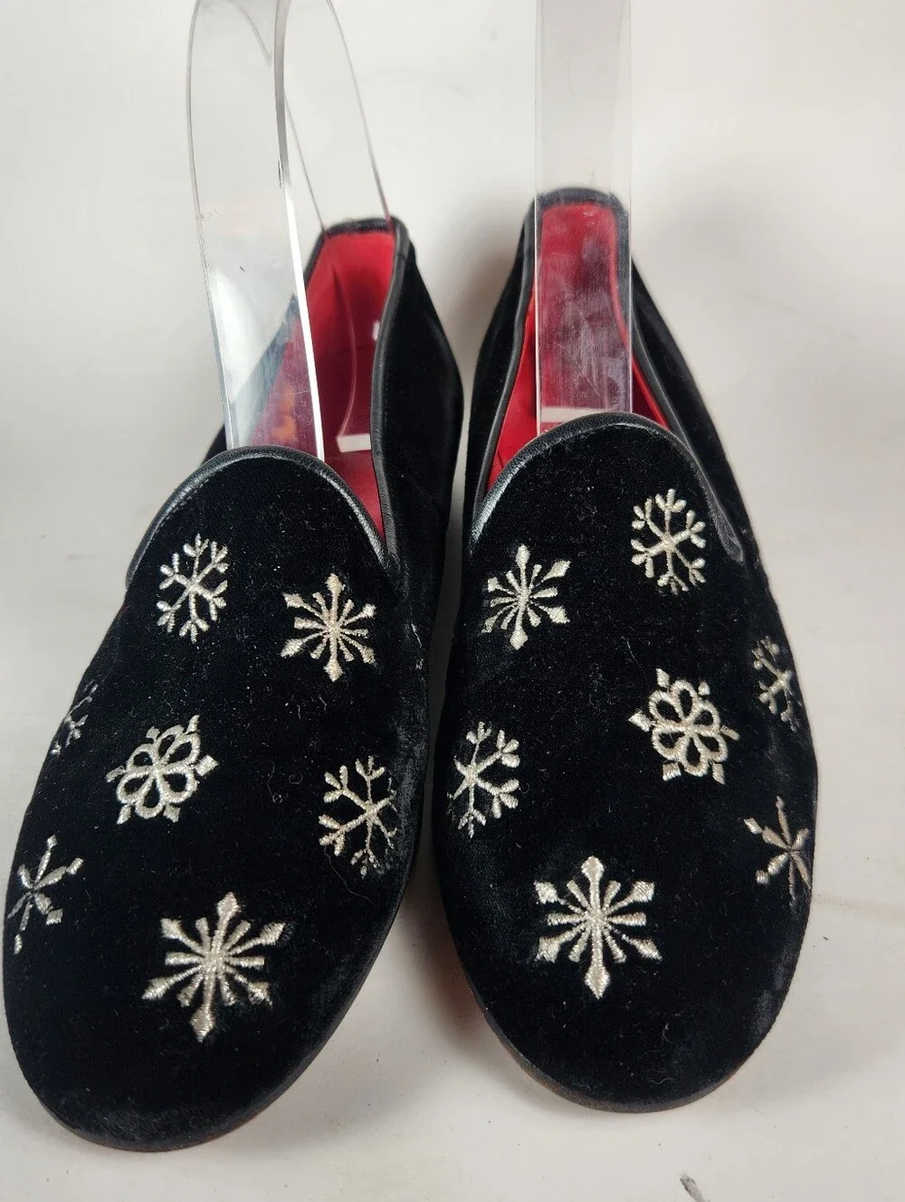MICHAEL SIMON Women's Holiday Loafer  7.5 Clack Velvet Snowflake Embroidered VTG
